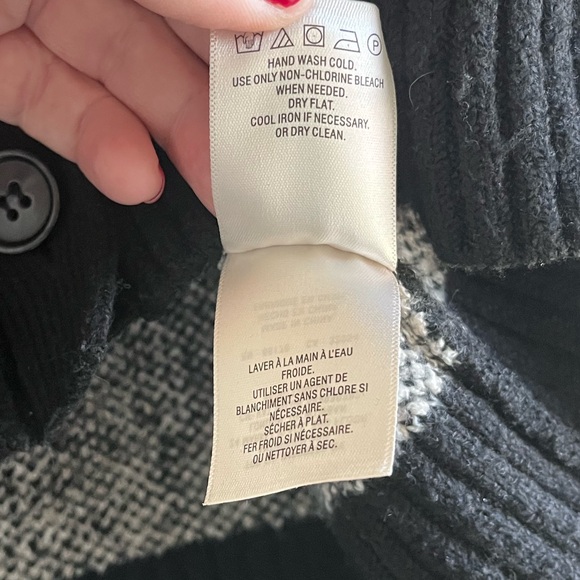 Anthropologie Sidra Floral Knit Cardigan Black White Vneck XS - Picture 7 of 7